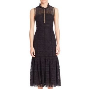 Rebecca Taylor Black Sleeveless Crochet Midi